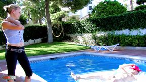 Slim Blonde Milf/lgg By the Pool