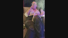 In my white halter and new jeans smoking a full flavor VS 100