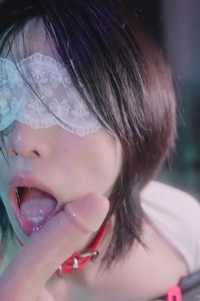 Asian Femboy Sloppy Deepthroat and Cumshot