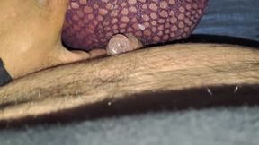 Maroon bra cumshot