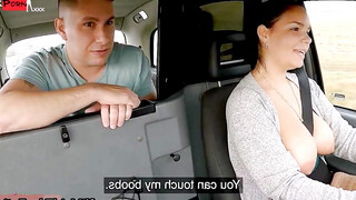 "Big Natural Boobies Bounce In Public - Reality Blonde Rides The Cab Driver"