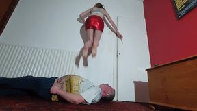 Danielle Jumping Up & Down On Her Slaves Body FLOOR CAM (4K)