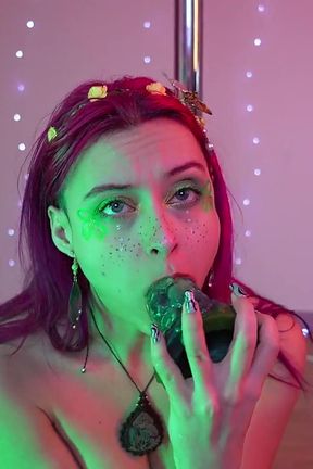Petite Hottie Sucks a Dildo and Cums with if for Saint Patrick&#039;s Day - Noochka