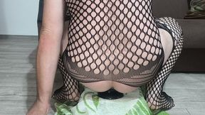 A whore with a new toy