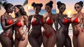 african girl kissing on the beach (ai animation)