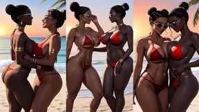 african girl kissing on the beach (ai animation)