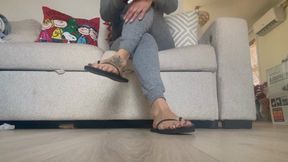 Flip flop coworker facetime jerk off instruction