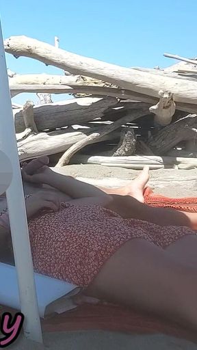 Public Handjob! Teacher Gives Her Student a Handjob on a Nude Beach!