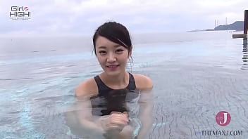 Busty Japanese gf shows off her gorgeous body in swimsuit for close-up filming