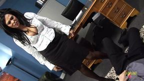 Hot boss takes control during office session with her eager assistant