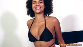 Sexy black girl Alina in fishnets having little fun