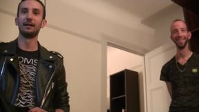 Jean fucked hrd in leather by xxl cock