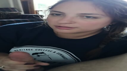 college gf gives sloppy blowjob