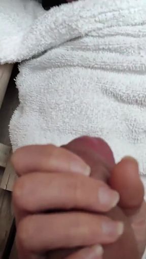 Key moment from &quot;Dick flash - I pull out my cock in front of my teacher in the public sauna and she helps me cum - Risk of&quot;