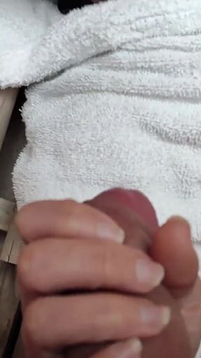 Key moment from &quot;Dick flash - I pull out my cock in front of my teacher in the public sauna and she helps me cum - Risk of&quot;