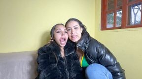 Asian and Latina brunette exchanging licks on each other's faces with great lust Part 1 By Kiara Nissei and Bella Cruel Cam Full HD