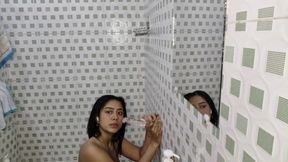 Slut Gets Fucked, in Her Stepbrother's Bathroom Secretly