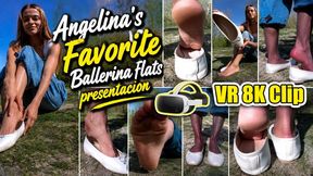 VR 3D 8K 180 60 fps | Angelina’s Sweaty White Ballerina Flats – Worn Insoles, Nylons & Barefoot Close-Ups