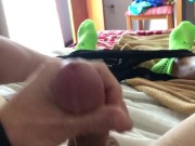 Husband jacks off next to  wife on vacation