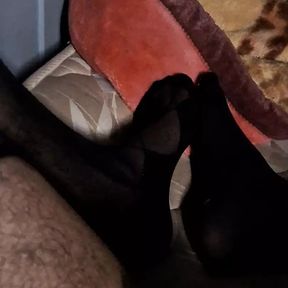 My feet in nylon stockings