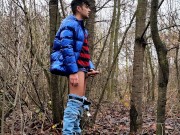 Middle eastern young guy with thick dick cums public