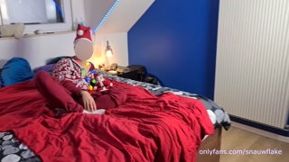 A twink plays Santa Claus and gets his big in his mouth (SelfSuck) Part 1