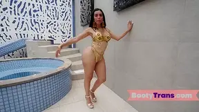 Booty tgirl riding and doggystyled before bj