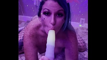 LadytheTramp succubus cosplay spanking and sloppy huge dildo blowjob
