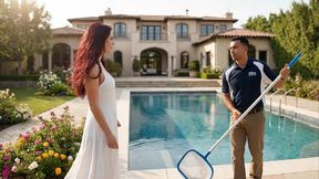 beautiful milf hires a foreign pool cleaner to do maintenance but her - porn in spanish - ai porn