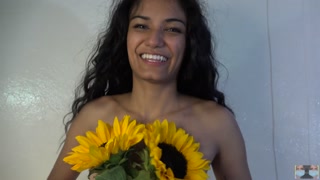 Will you fuck my armpits? Topless Sunflower Asian Girl Shows Off Armpits