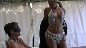 Leashed Blonde MILF Stretched Wide by Throbbing Toys