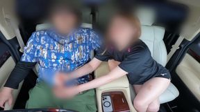 The Husband Is Watching the Game. a Married Woman Hurriedly Gives a in the Car