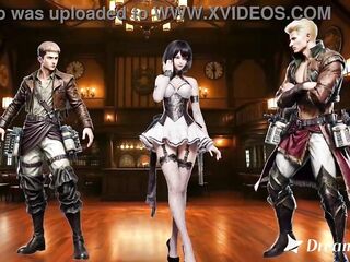 The titan jaw-dropping Mikasa Ackerman wearing very attractive dress at the ball will find an rock to Eren