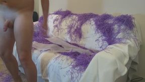 Anal Plug and Jerking Off on Sofa