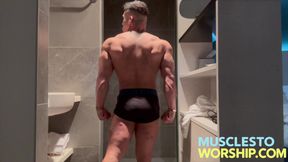 Young Alpha Bodybuilder Flexes Big Muscles