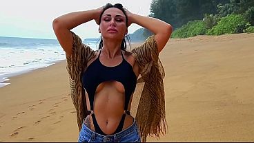 Busty, Naked Stranger on the Beach_ a Voyeur Spies on her and then Fucks hard