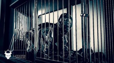 Latex Puppy Gets Caged And Gagged By Her Mistress