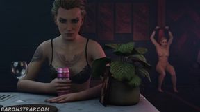 Cyberpunk Slut würgt an Finger vor dem Schmatzen im nassen Loch