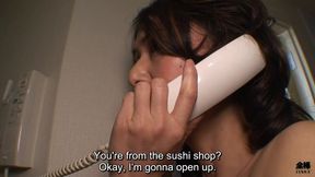 Japanese MILF answers the door naked for a deliveryman