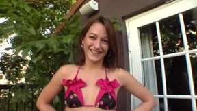 Brunette Babe Deepthroats Huge Cock and Swallows Cum Outdoors