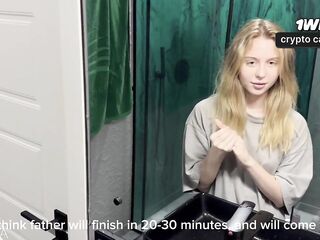 Stepsister asks for cum on her face during the time that no one is at home