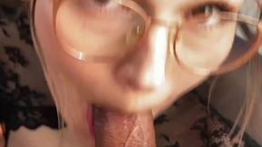 Gave Him A Sloppy BJ - Rewarded With Cum All Over My Glasses | Maya Mack