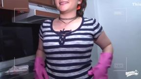 Sultry Colombian Maid In Rubber Gloves Getting Fucked