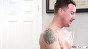 ”Hot wifey massaging me with oily tits”