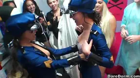 Officer Brooke Summers Leads Costume Party Orgy with Slutty Costumed Girls