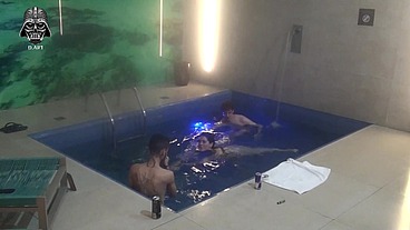 Threesome with friends in the motel pool Part 2