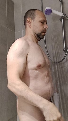 Ejaculation in the shower and I swallow my