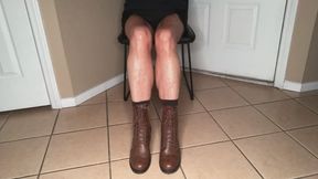 Knee Bounce In Brown Lace Up Ankle Boots