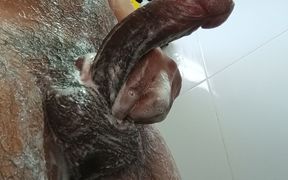 Stepdaddy Playing in the Shower with His Very Hard, Soapy Cock