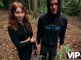 VIP4K. A Young Red-Haired Beauty Cheats on Her Boyfriend In front of Him